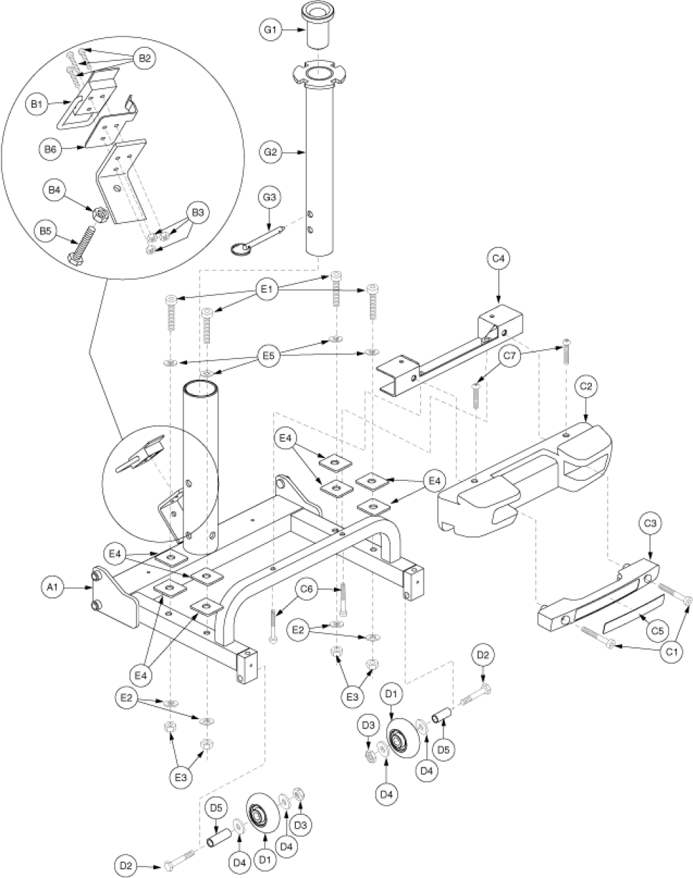 Frame Assembly - Rear (gen. 2) parts diagram