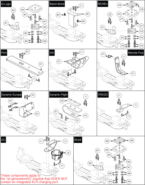 Swing-away Joystick Mounts parts diagram