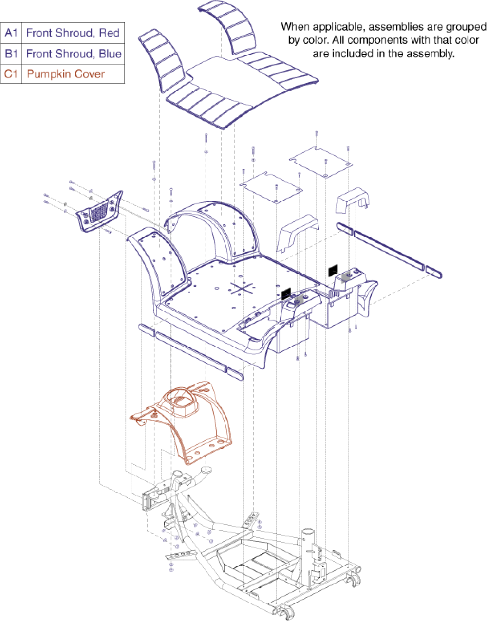 Shroud Assembly - Sc709, Front parts diagram