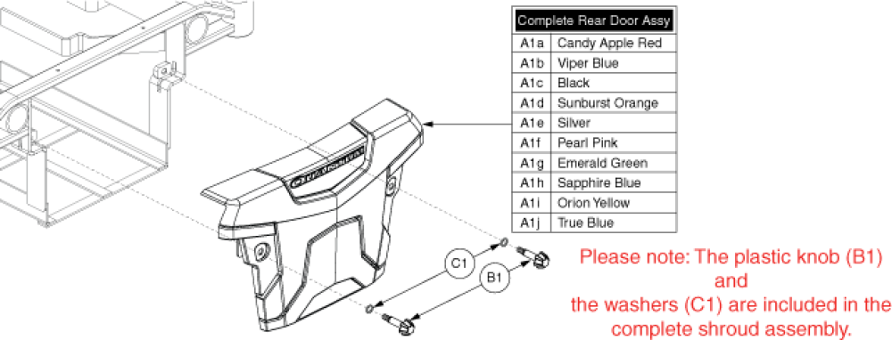 Q1450 Rear Door Shroud parts diagram