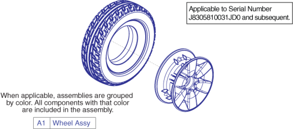 Wheel Assembly - Flat-free, Gen. 3 parts diagram