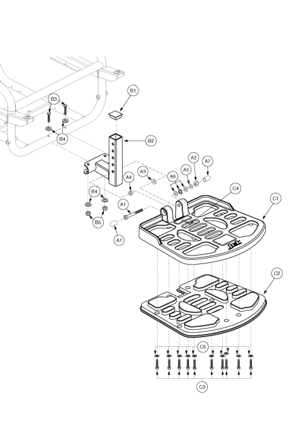Footrest Assembly - Gen. 2 parts diagram