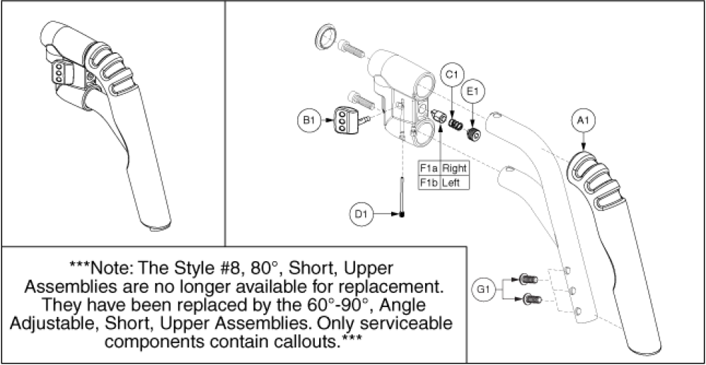 Swing-away Uppers - 80, Short Straight, Style 8 parts diagram