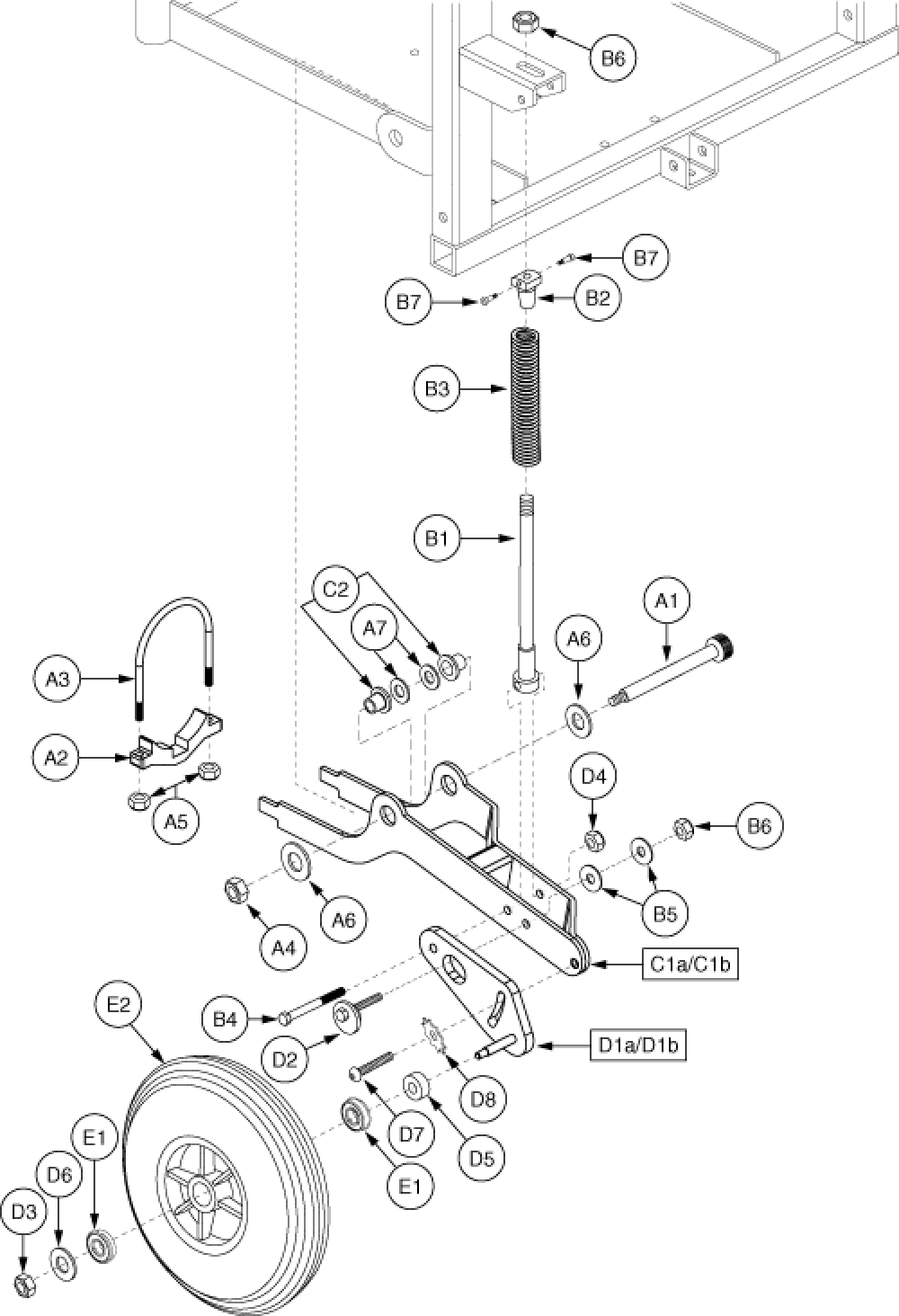 Anti-tip Assembly - E679, Standard Seating parts diagram