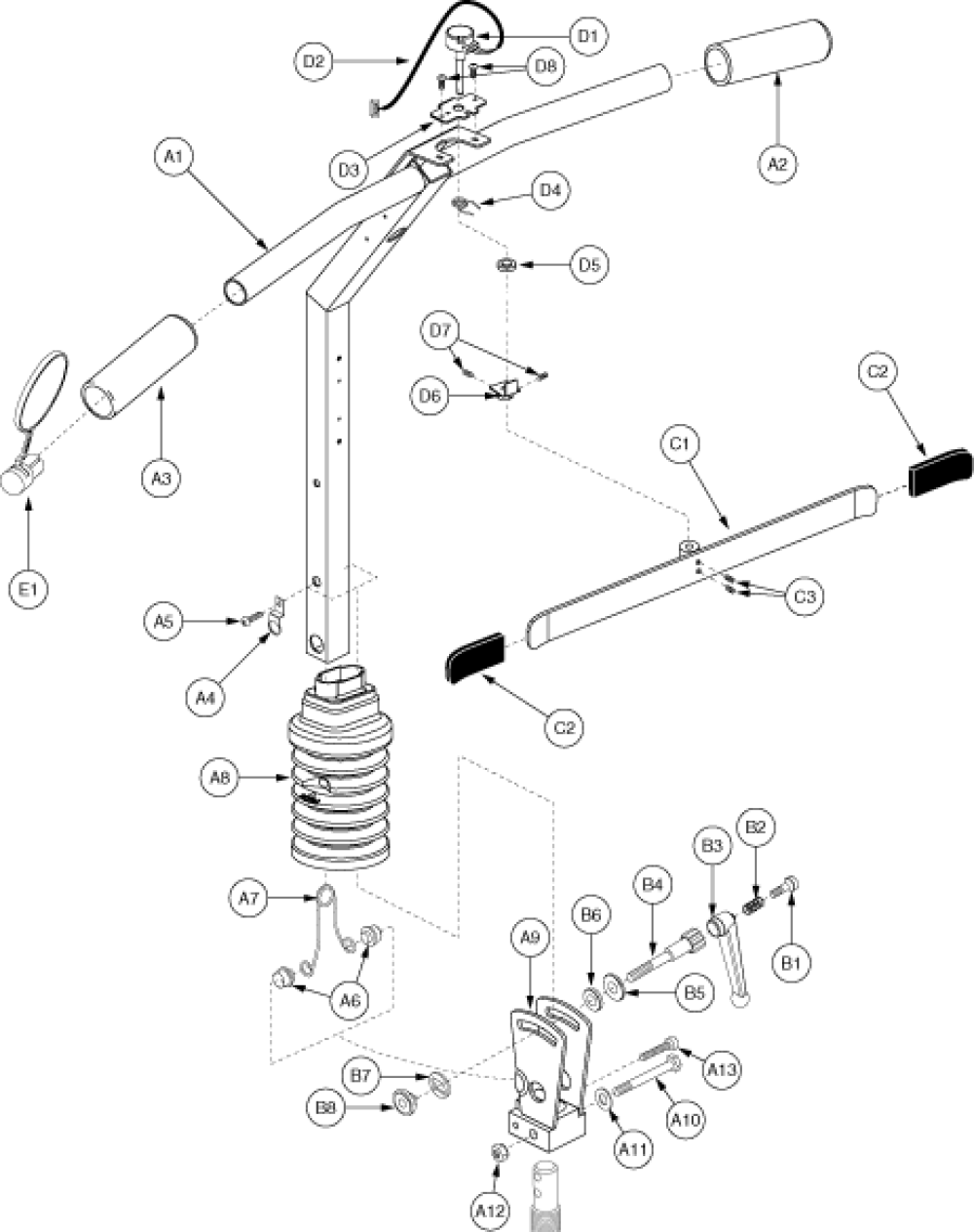 Frame Assembly - Tiller_new parts diagram