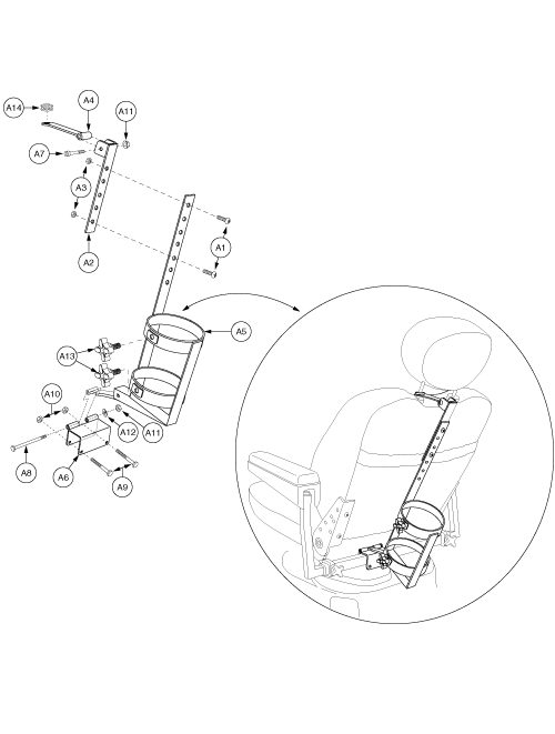 Oxygen Holder - Ltd Recline Hi-back Seat parts diagram
