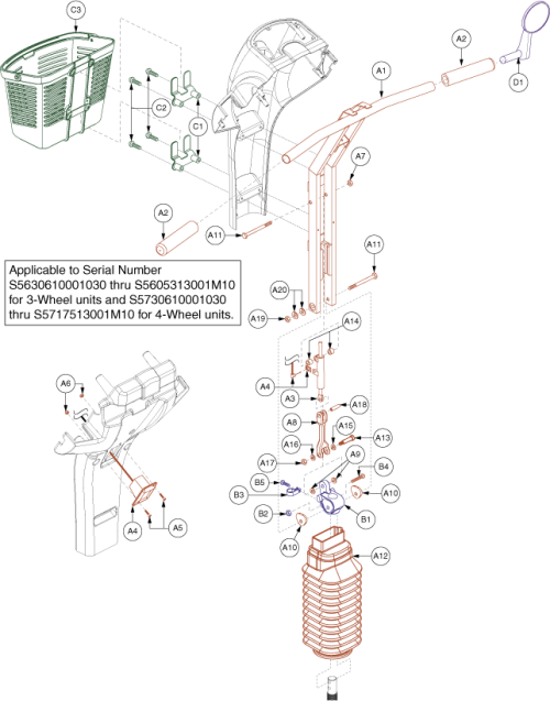 Frame Assembly - Tiller, Version 2 parts diagram