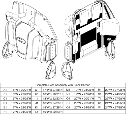 V2 Tru-comfort Complete Seats W/black Shoud parts diagram