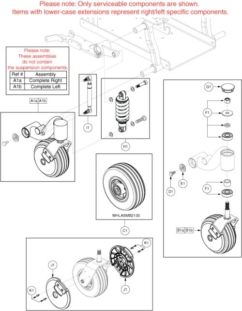 Front Caster Arm Assy - Standard Opt. & Front Suspension parts diagram