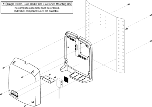 Electronics Box - Singleswit - Solid Back Plate/ Canemount parts diagram