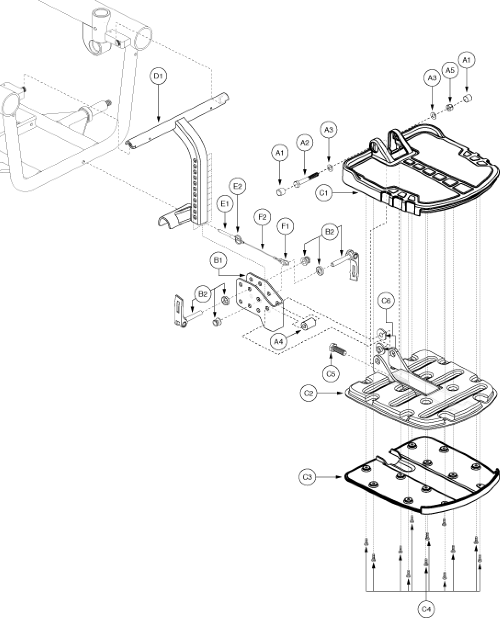 Footrest Assembly - Atx, Gen. 1 parts diagram