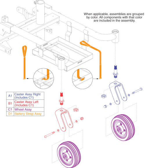 Caster Assembly, For Serial #'s Begin With Jc1 parts diagram