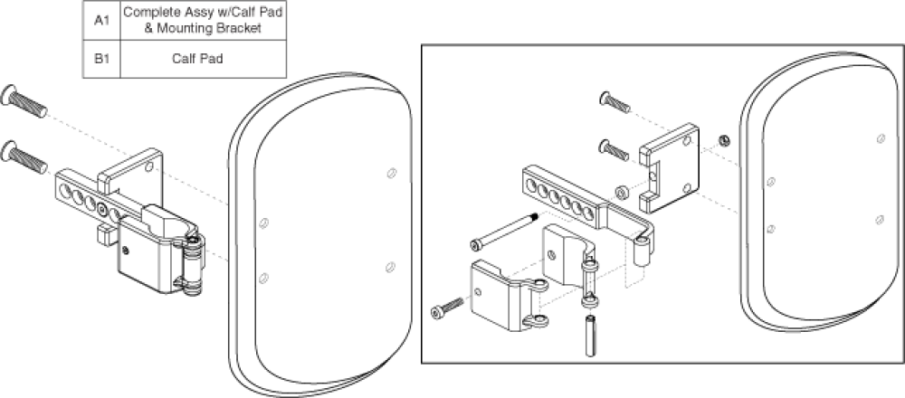 Calf Pad Assy - 6-hole Adjustment W/pad parts diagram