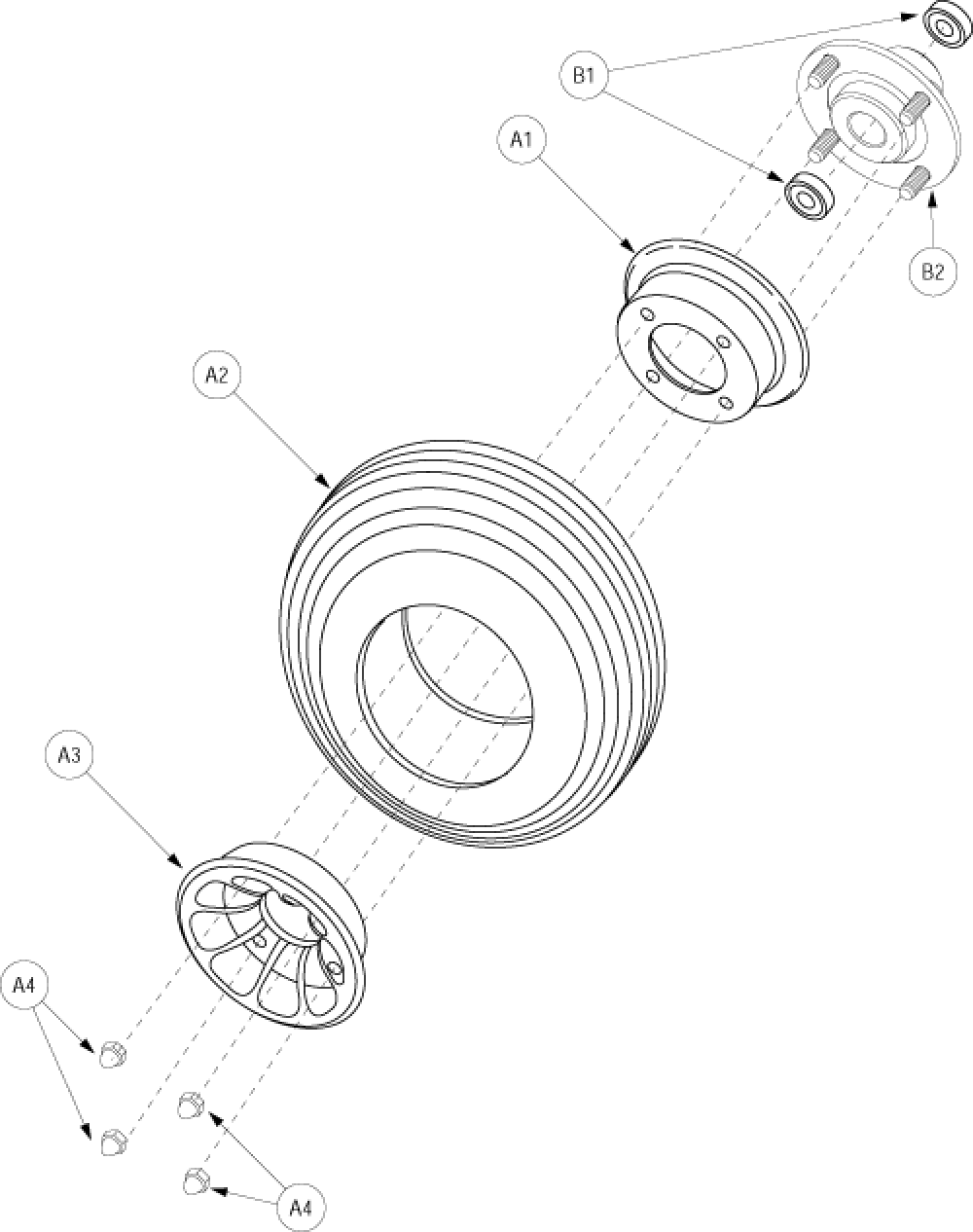 Wheel Assembly - Solid Front 4-whl parts diagram