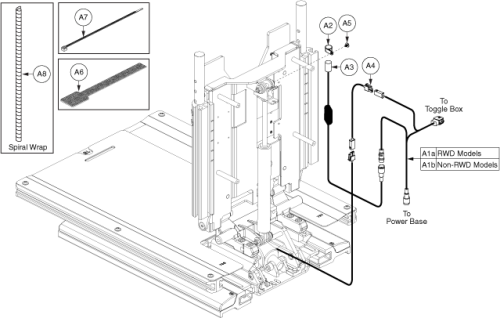 Tb3 Q-logic/ne+ Tilt Thru Toggle, Manual Recline parts diagram