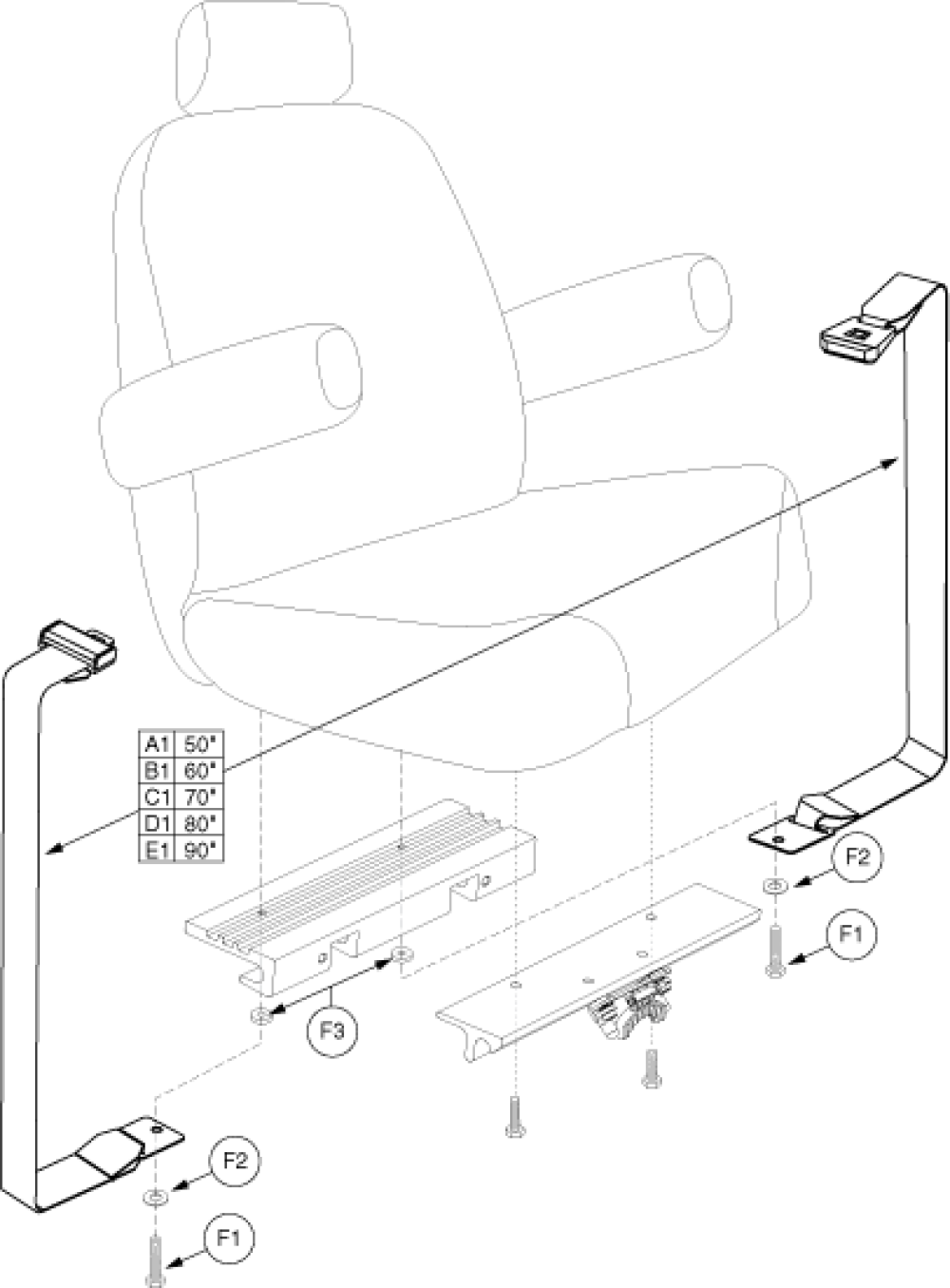 Lap Belt Assembly - Recline Seat W/ Universal Seat Frame parts diagram