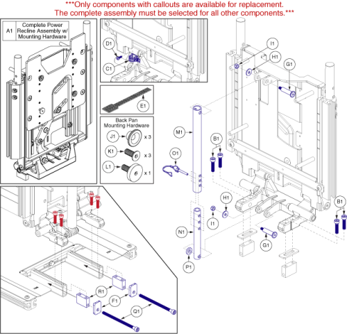 Tb3 Occupied Transit Static Back Assembly For Seat Only parts diagram
