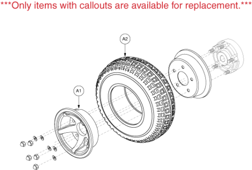 Wheel Assembly - Rear W/brake Hub (flat Free) parts diagram