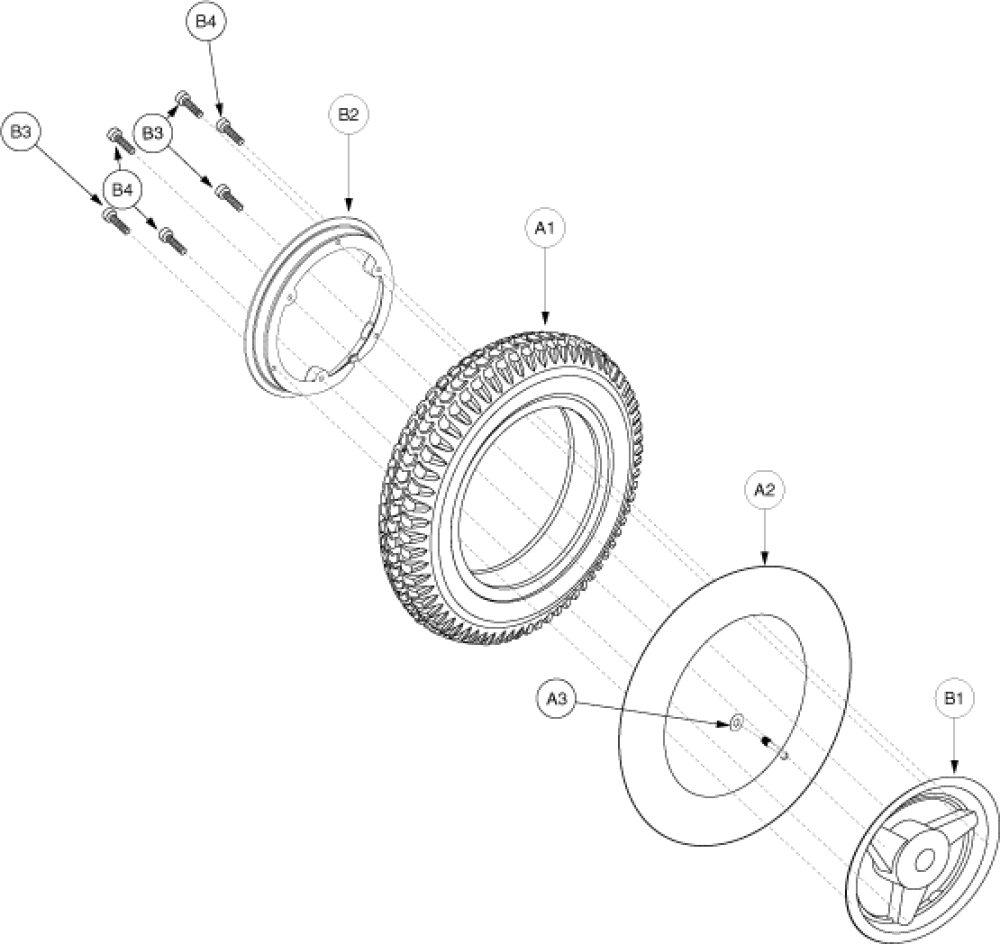 Wheel Assemblies - Pneumatic parts diagram