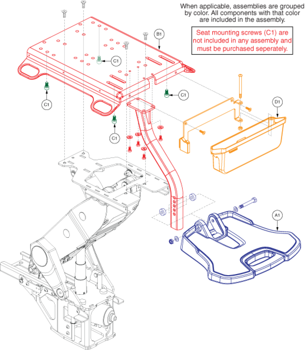 Footplate, Seat Interface & Under Seat Storage parts diagram