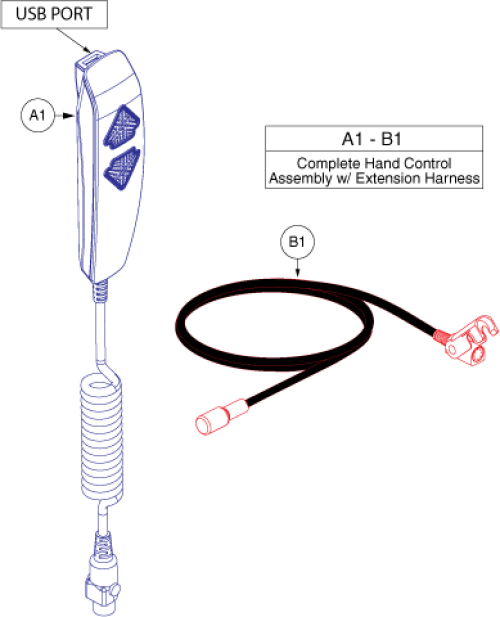 Hand Control - 2 Button W/ Usb, No Logo parts diagram