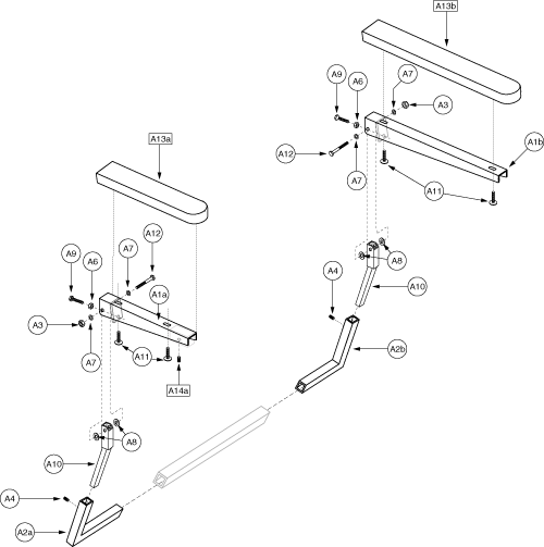 Jet Armrest - Long/short, Height Adjustable parts diagram