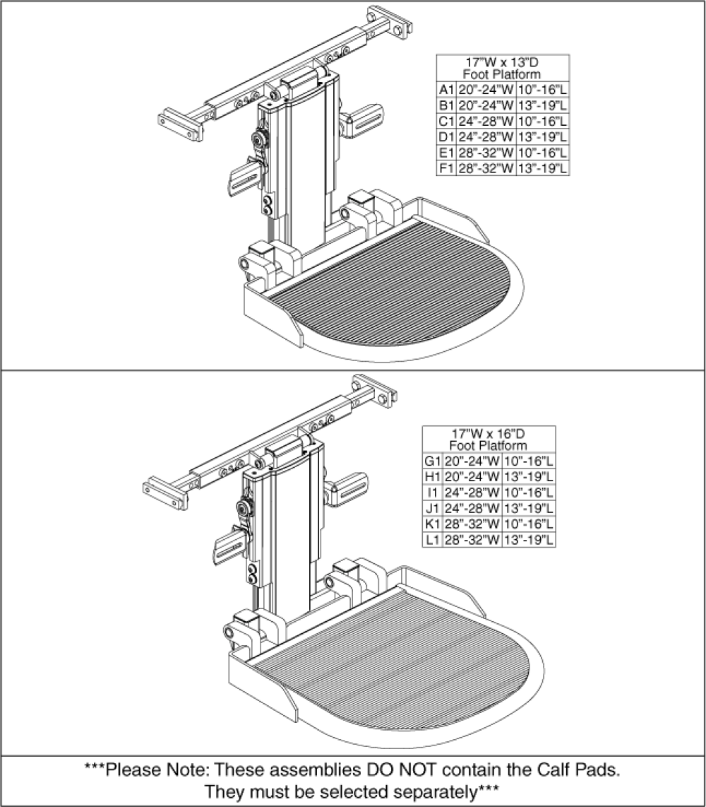 Center Mount Foot Platform - Complete Bariatric Assemblies parts diagram