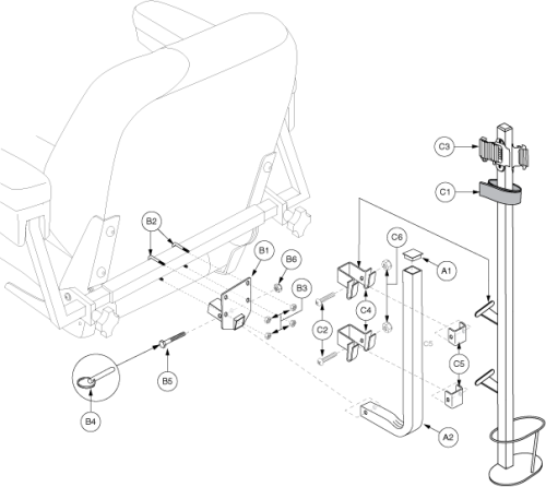 Cane/crutch Holder - Pinchless Hinge, Medium Back Seat parts diagram