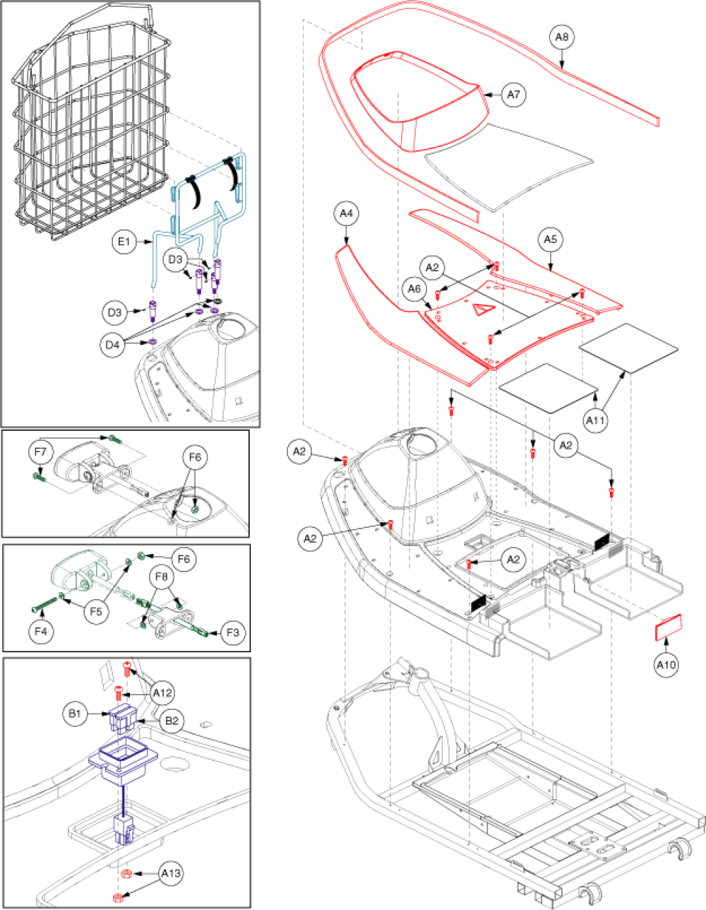 Shroud Assembly - Celeb Lr Front 3-wheel parts diagram