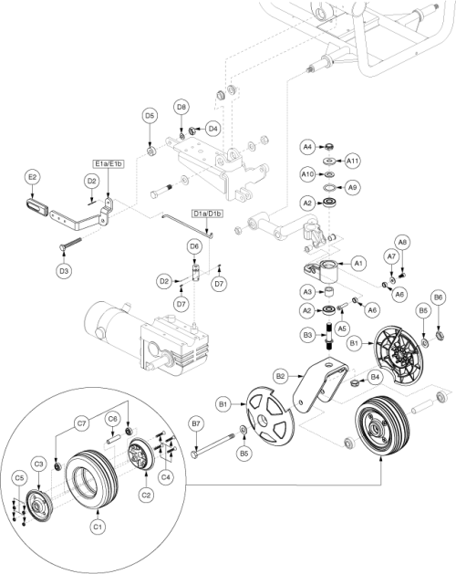 Anti-tip Assembly - Front Caster, Gen. 1, Group 2 parts diagram