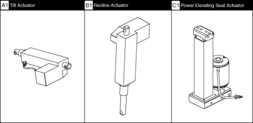 Tb2 Tilt, Recline, And Power Elevating Seat Actuators parts diagram