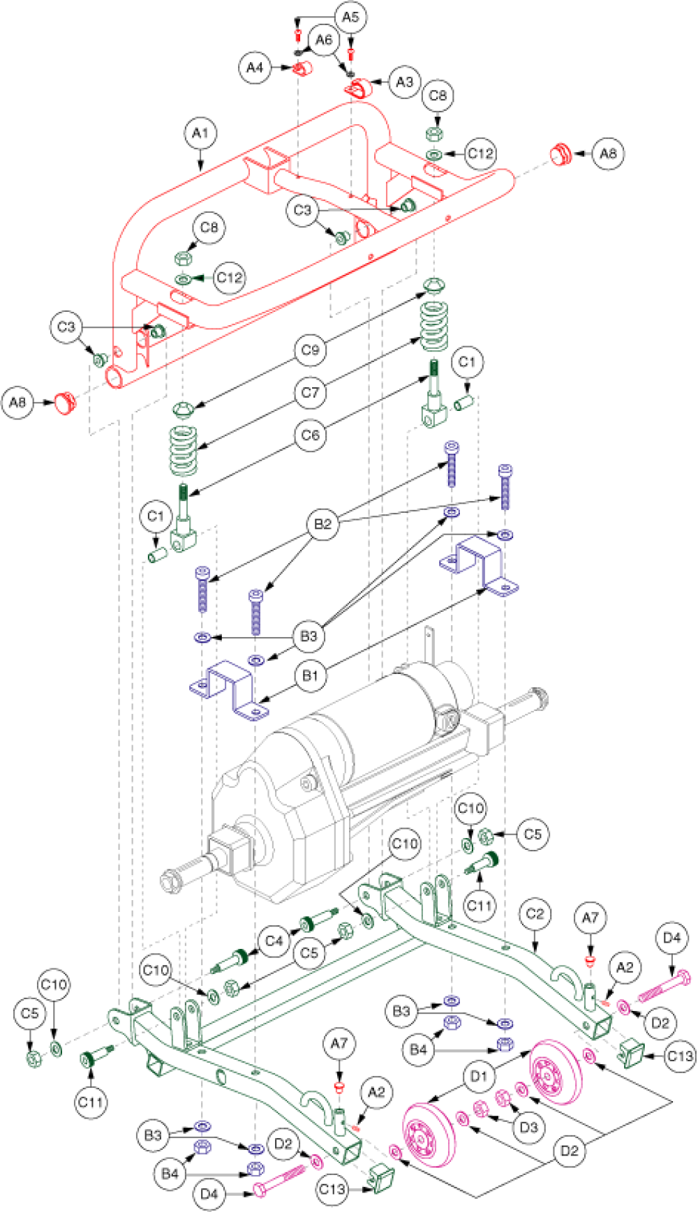 Frame Assembly - Rear (economy/deluxe) parts diagram