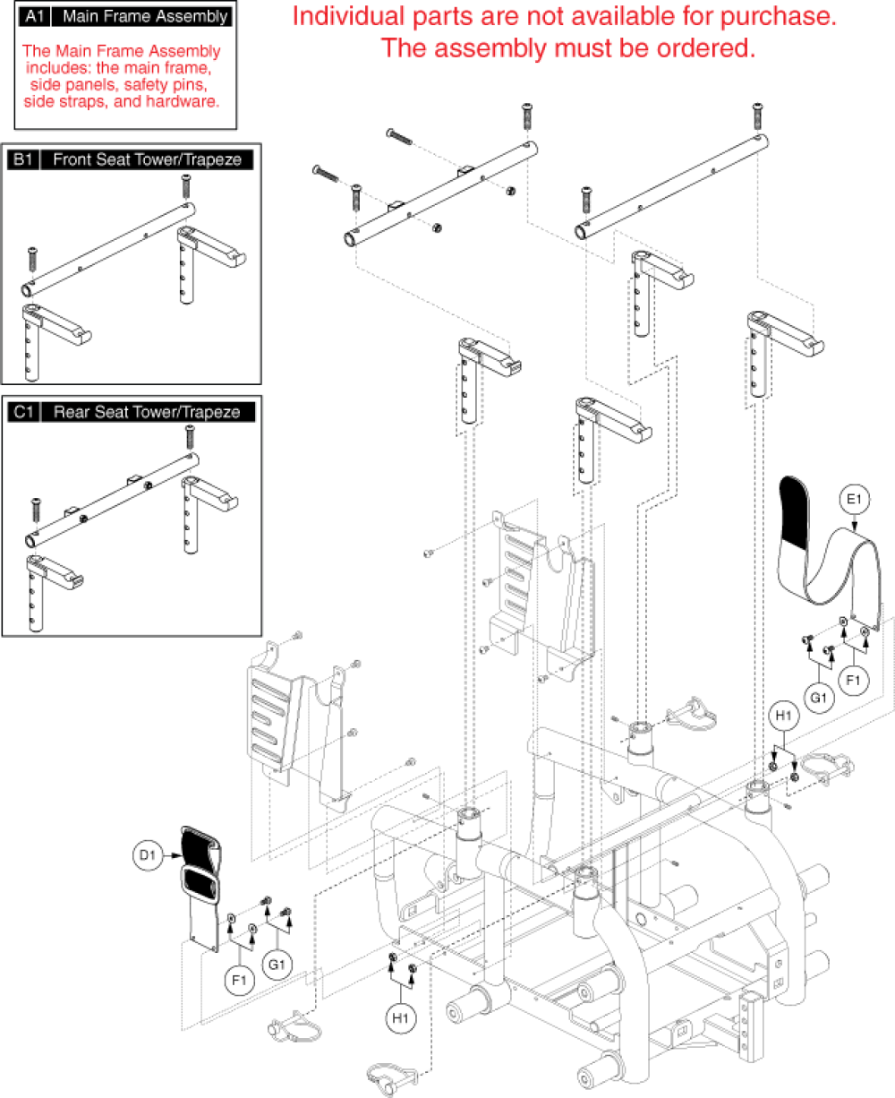 Main Frame Assembly - Generation 2 parts diagram