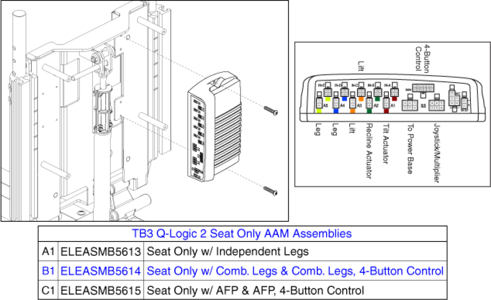 Tb3 Q-logic 2 Aam Assy, Seat Only parts diagram