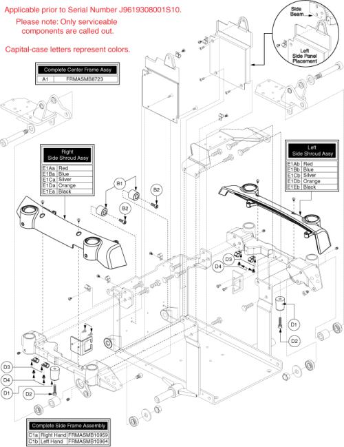 Center Frame L&r Sides Assembly - Version 2 parts diagram