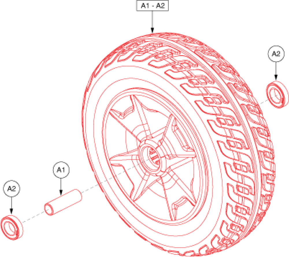 Wheel Assembly - Front 3-whl, Black Tire/silver Rim parts diagram