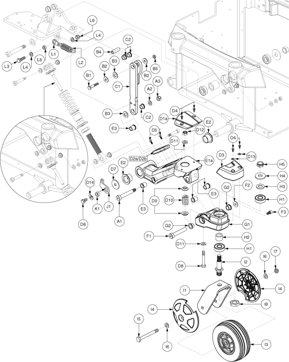 Anti-tip Assembly - Version 2, Black parts diagram