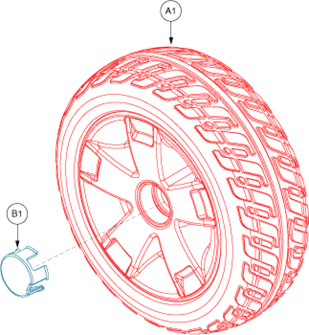 Wheel Assembly - Rear, Black Tire/silver Rim parts diagram