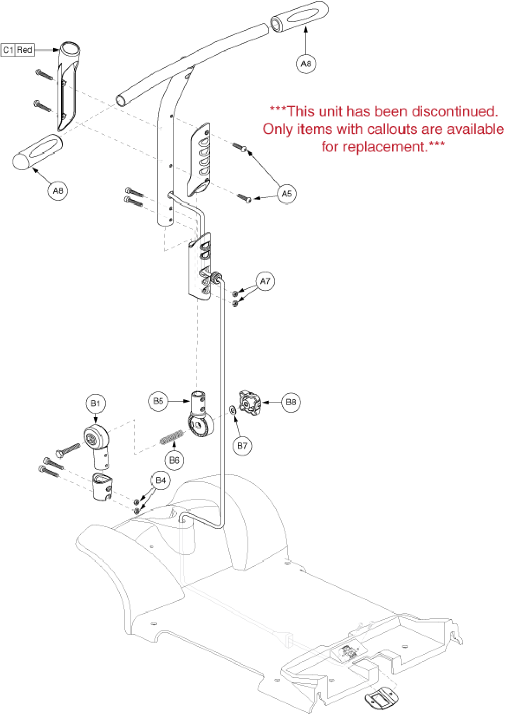 Frame Assembly - Tiller (4-whl) parts diagram