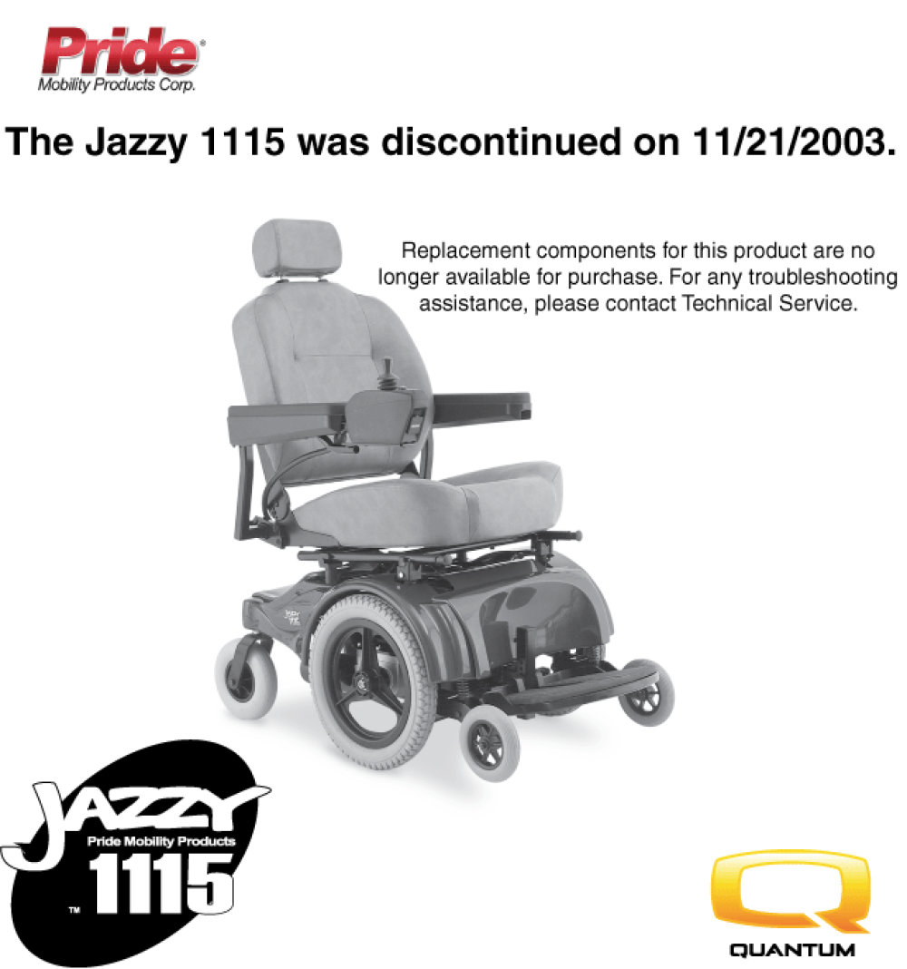 Jazzy 1115 Final Discontinuation Page parts diagram