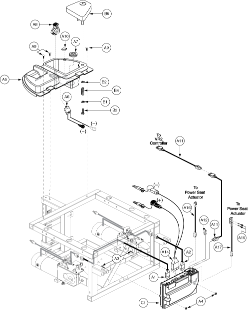 Utility Tray Assembly - Vr2, Power Seat Thru Joystick parts diagram