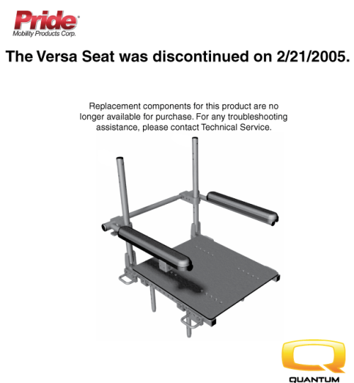 Versa Seat Final Discontinuation Page parts diagram