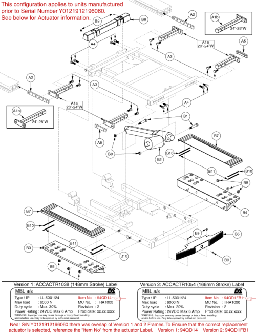 Bariatric Tilt Seat Interface, Version 1 parts diagram