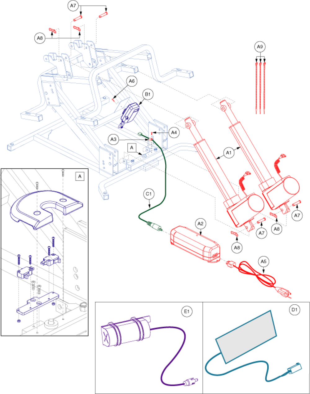 Motor Assembly - Dual Heavyweight Synched, Heat & Massage parts diagram