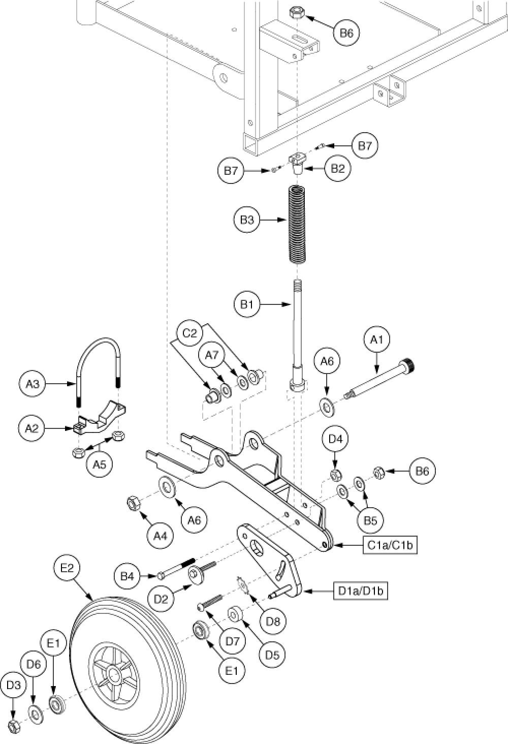 Anti-tip Assembly - E679, Synergy Seating parts diagram