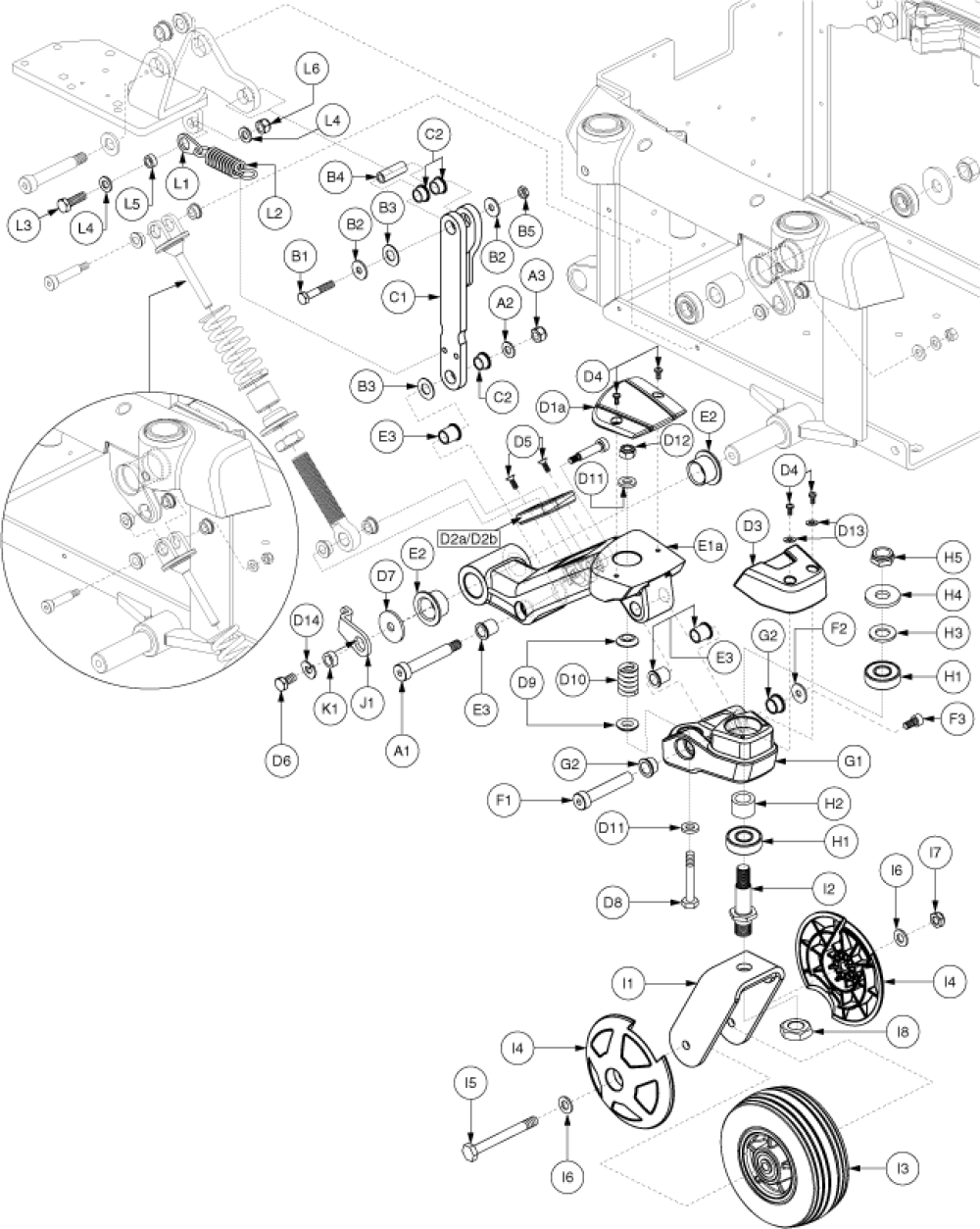 Anti-tip Assembly - Version 3, Blue parts diagram