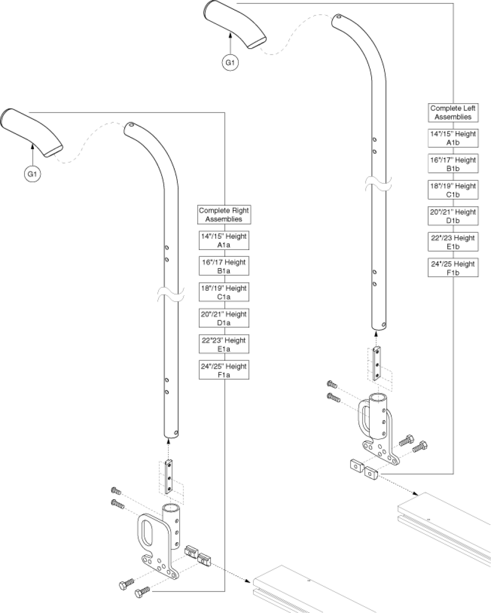 Back Cane Assembly - Short Push Handle parts diagram
