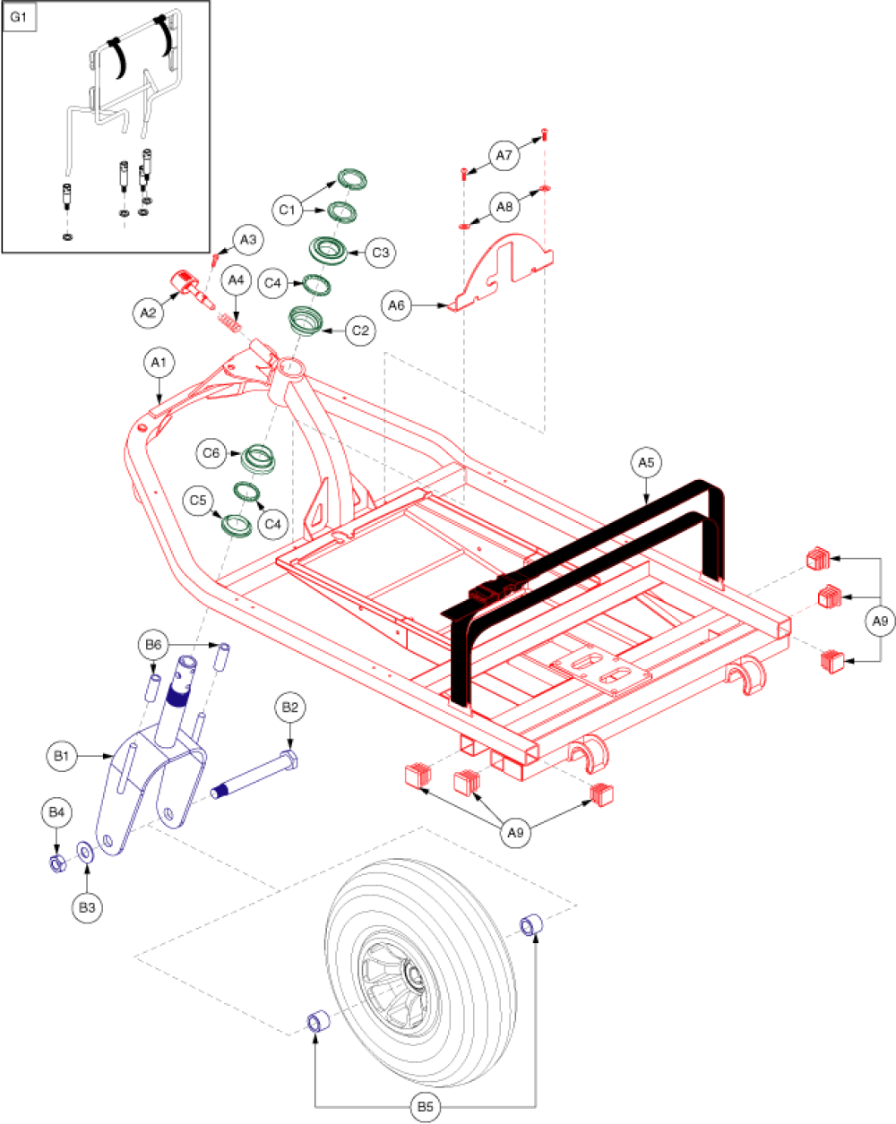 Frame Assembly - 3-wheel Front Lr parts diagram