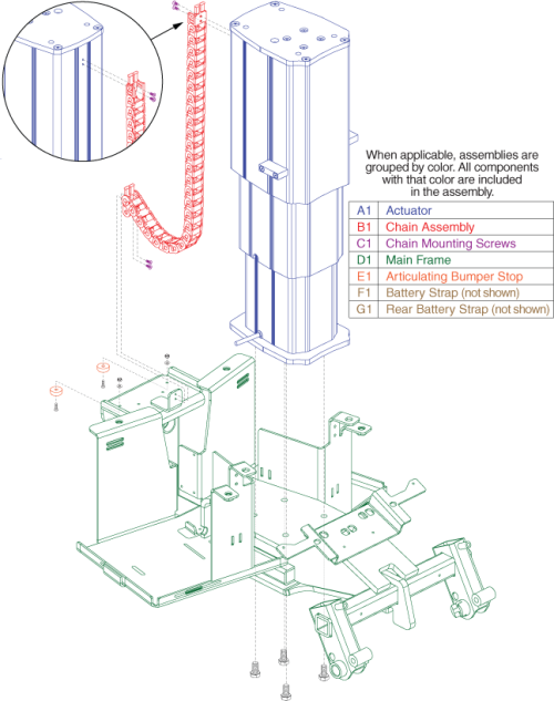 Main Frame Assembly - Jazzy Air parts diagram
