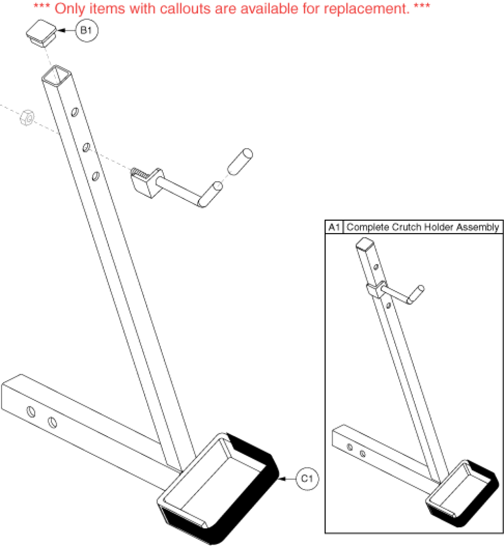 Wishbone Crutch Holder parts diagram